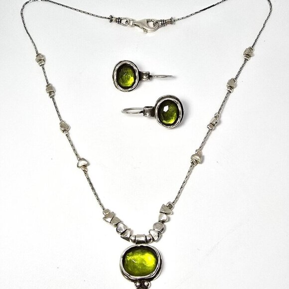 Silpada Green Hammered Sterling Silver Necklace and Earrings Set - Picture 10 of 10